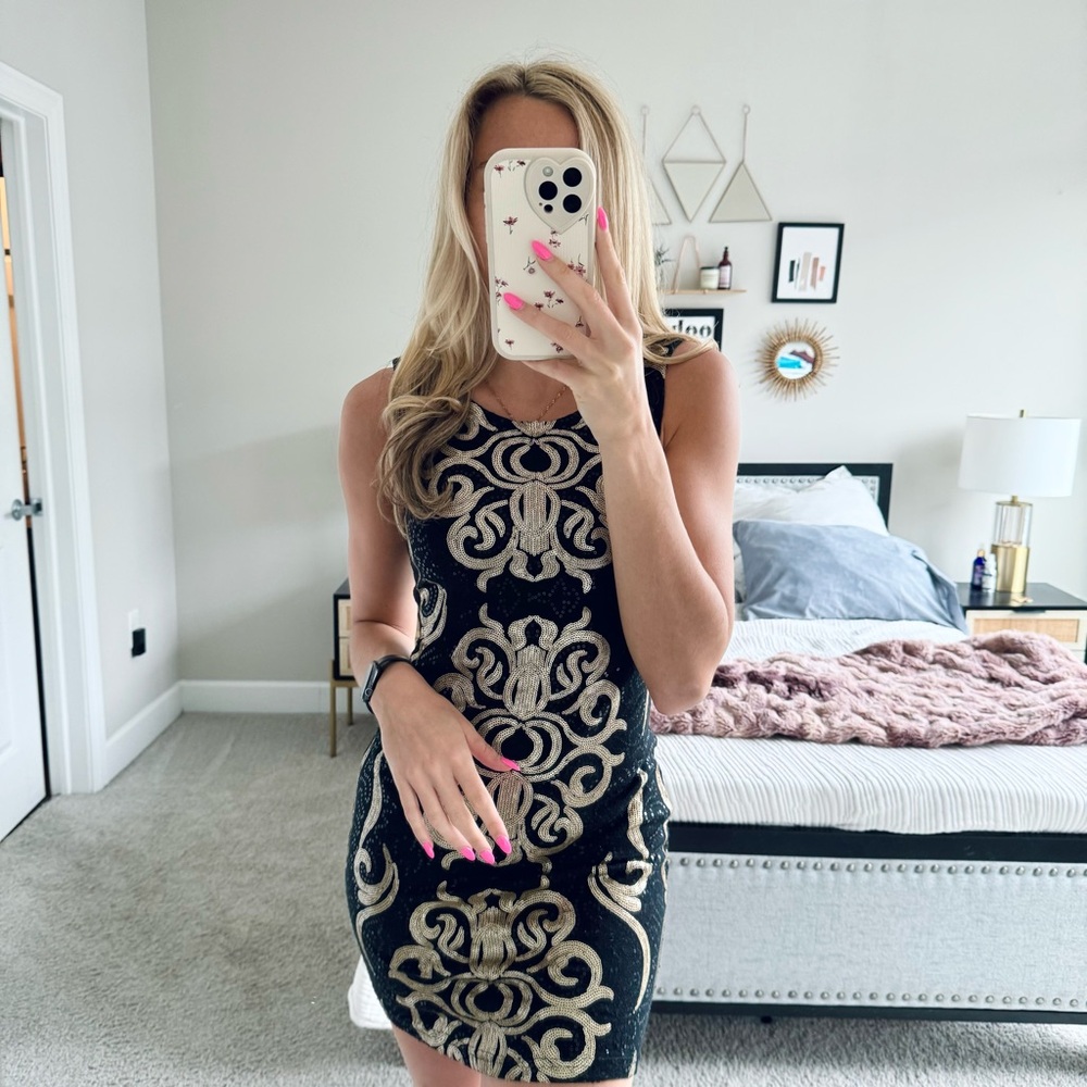Gold & Black Sequin Dress